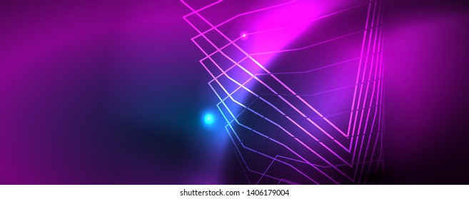 Neon glowing techno lines, hi-tech futuristic abstract background template