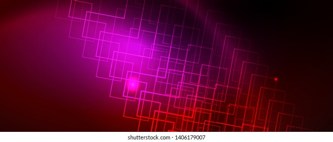 Neon glowing techno lines, hi-tech futuristic abstract background template
