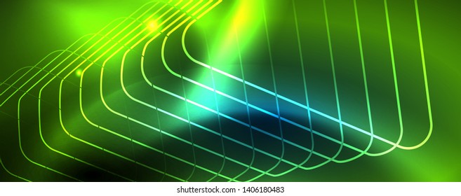 Neon glowing techno lines, hi-tech futuristic abstract background template