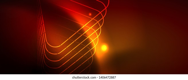 Neon glowing techno lines, hi-tech futuristic abstract background template