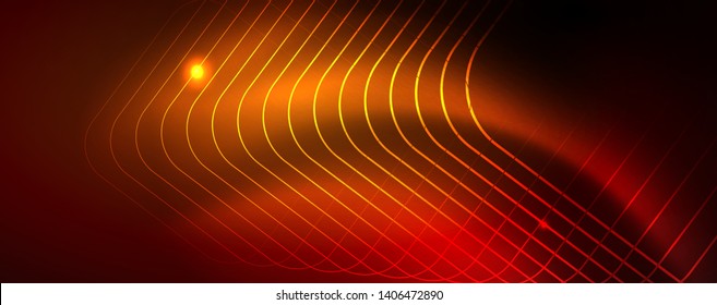 Neon glowing techno lines, hi-tech futuristic abstract background template