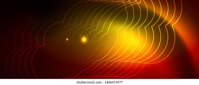 Neon glowing techno lines, hi-tech futuristic abstract background template