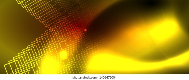 Neon glowing techno lines, hi-tech futuristic abstract background template