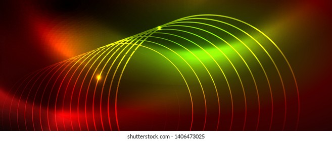 Neon glowing techno lines, hi-tech futuristic abstract background template