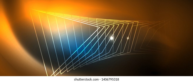 Neon glowing techno lines, hi-tech futuristic abstract background template