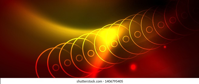 Neon glowing techno lines, hi-tech futuristic abstract background template