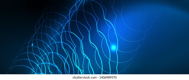 Neonleuchtende Techno-Linien, futuristisch-abstrakte High-Tech-Hintergrundvorlage