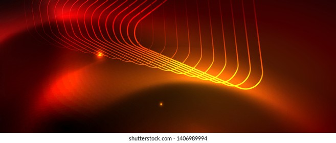 Neon glowing techno lines, hi-tech futuristic abstract background template