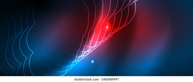 Neon glowing techno lines, hi-tech futuristic abstract background template