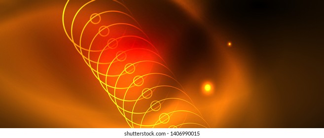 Neon glowing techno lines, hi-tech futuristic abstract background template