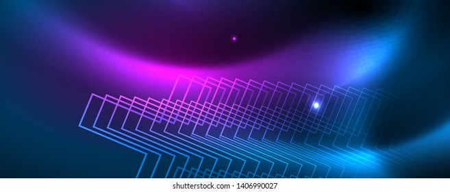 Neon linhas de tecno brilhantes, modelo de fundo abstrato futurista de alta tecnologia