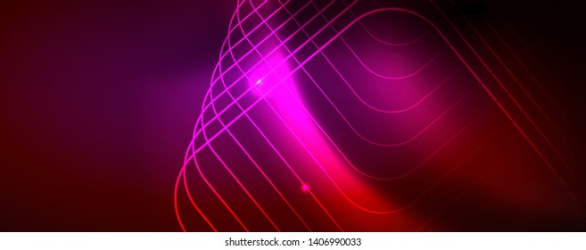 Neon glowing techno lines, hi-tech futuristic abstract background template