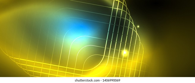 Neon glowing techno lines, hi-tech futuristic abstract background template
