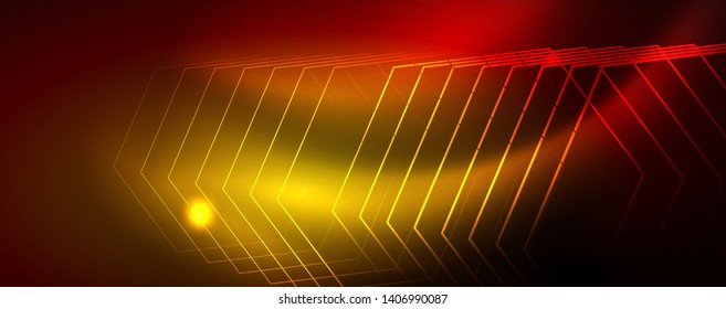 Neon glowing techno lines, hi-tech futuristic abstract background template