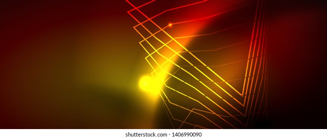 Neon glowing techno lines, hi-tech futuristic abstract background template