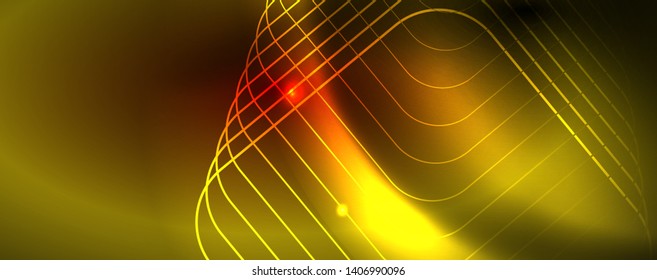 Neon glowing techno lines, hi-tech futuristic abstract background template