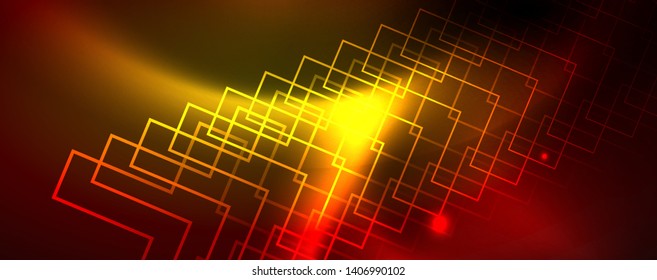 Neon glowing techno lines, hi-tech futuristic abstract background template