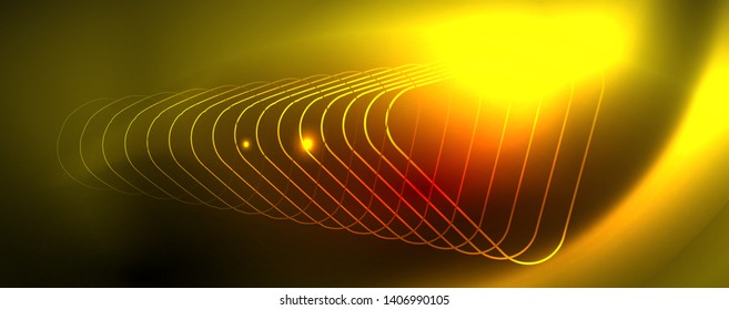 Neon glowing techno lines, hi-tech futuristic abstract background template