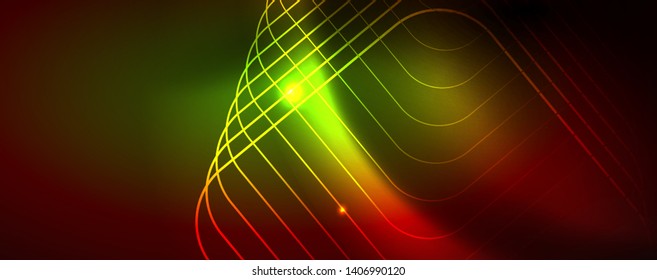 Neon glowing techno lines, hi-tech futuristic abstract background template