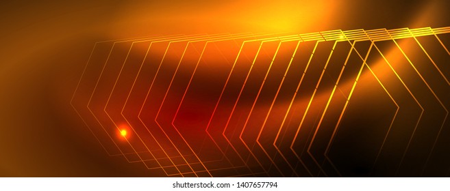 Neon glowing techno lines, hi-tech futuristic abstract background template