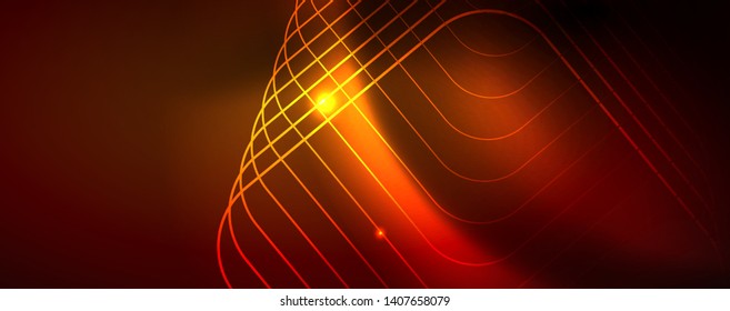 Neon glowing techno lines, hi-tech futuristic abstract background template