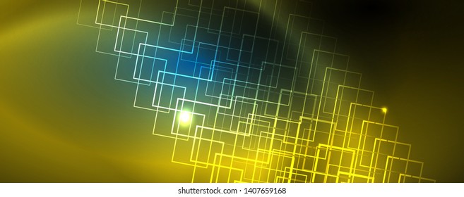 Neonleuchtende Techno-Linien, futuristisch-abstrakte High-Tech-Hintergrundvorlage