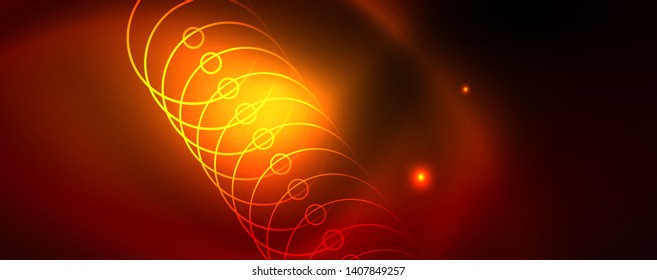 Neon glowing techno lines, hi-tech futuristic abstract background template