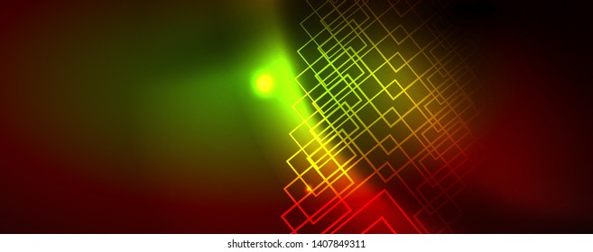 Neon glowing techno lines, hi-tech futuristic abstract background template