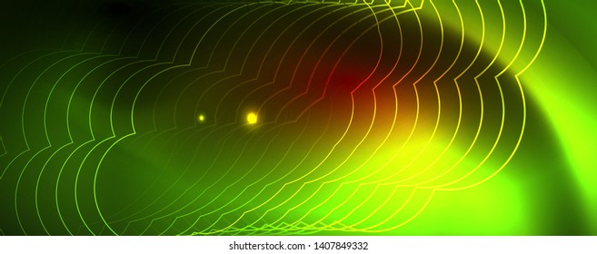 Neon glowing techno lines, hi-tech futuristic abstract background template