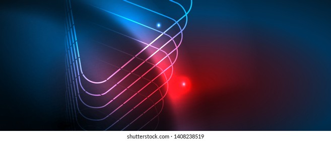 Neon glowing techno lines, hi-tech futuristic abstract background template