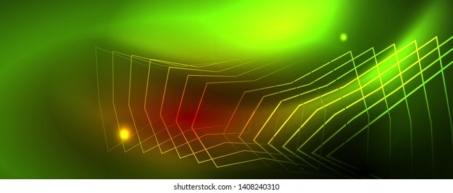 Neon glowing techno lines, hi-tech futuristic abstract background template