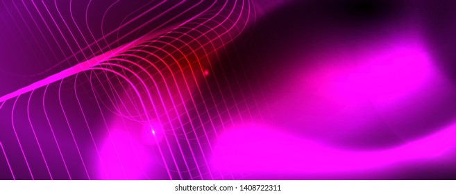 Neon glowing techno lines, hi-tech futuristic abstract background template