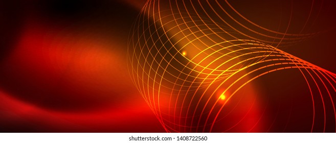 Neon glowing techno lines, hi-tech futuristic abstract background template