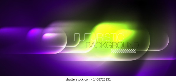 Neon glowing techno lines, hi-tech futuristic abstract background template, vector