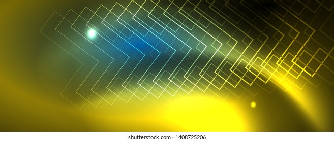 Neon glowing techno lines, hi-tech futuristic abstract background template