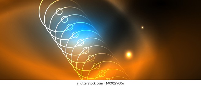 Neon glowing techno lines, hi-tech futuristic abstract background template