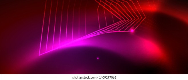 Neon glowing techno lines, hi-tech futuristic abstract background template