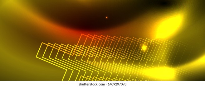Neon glowing techno lines, hi-tech futuristic abstract background template
