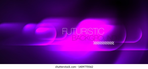 Neon glowing techno lines, hi-tech futuristic abstract background template, vector