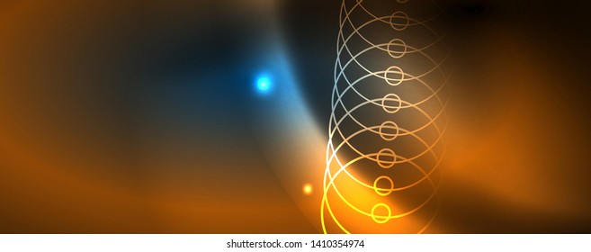 Líneas tecno brillantes neón, plantilla de fondo abstracto de alta tecnología futurista