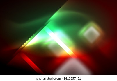Neon glowing techno lines, hi-tech futuristic abstract background template with square shapes and lines