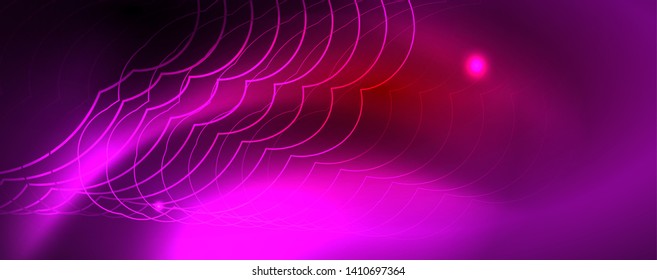 Neon glowing techno lines, hi-tech futuristic abstract background template
