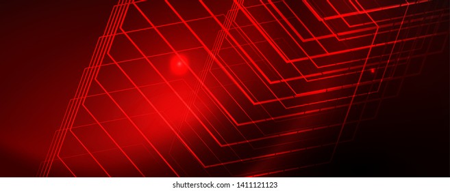 Neon glowing techno lines, hi-tech futuristic abstract background template