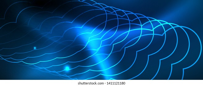 Neon glowing techno lines, hi-tech futuristic abstract background template