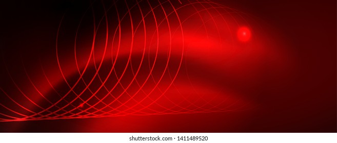 Líneas tecno brillantes neón, plantilla de fondo abstracto de alta tecnología futurista