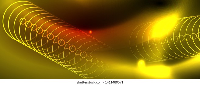 Neon glowing techno lines, hi-tech futuristic abstract background template