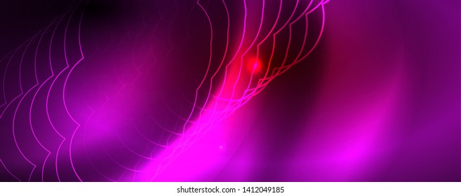 Neon glowing techno lines, hi-tech futuristic abstract background template