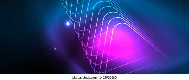 Neon linhas de tecno brilhantes, modelo de fundo abstrato futurista de alta tecnologia