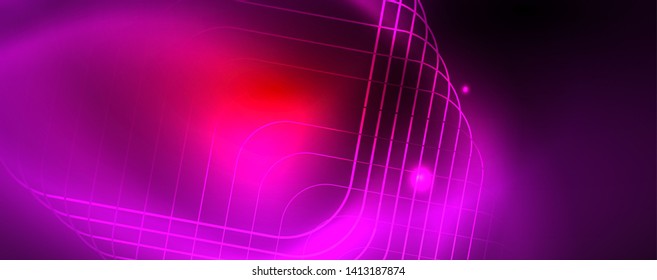 Neon glowing techno lines, hi-tech futuristic abstract background template