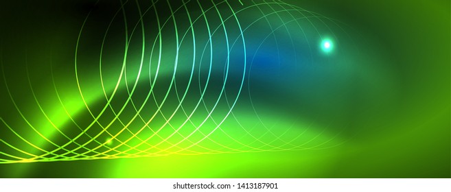 Neonleuchtende Techno-Linien, futuristisch-abstrakte High-Tech-Hintergrundvorlage